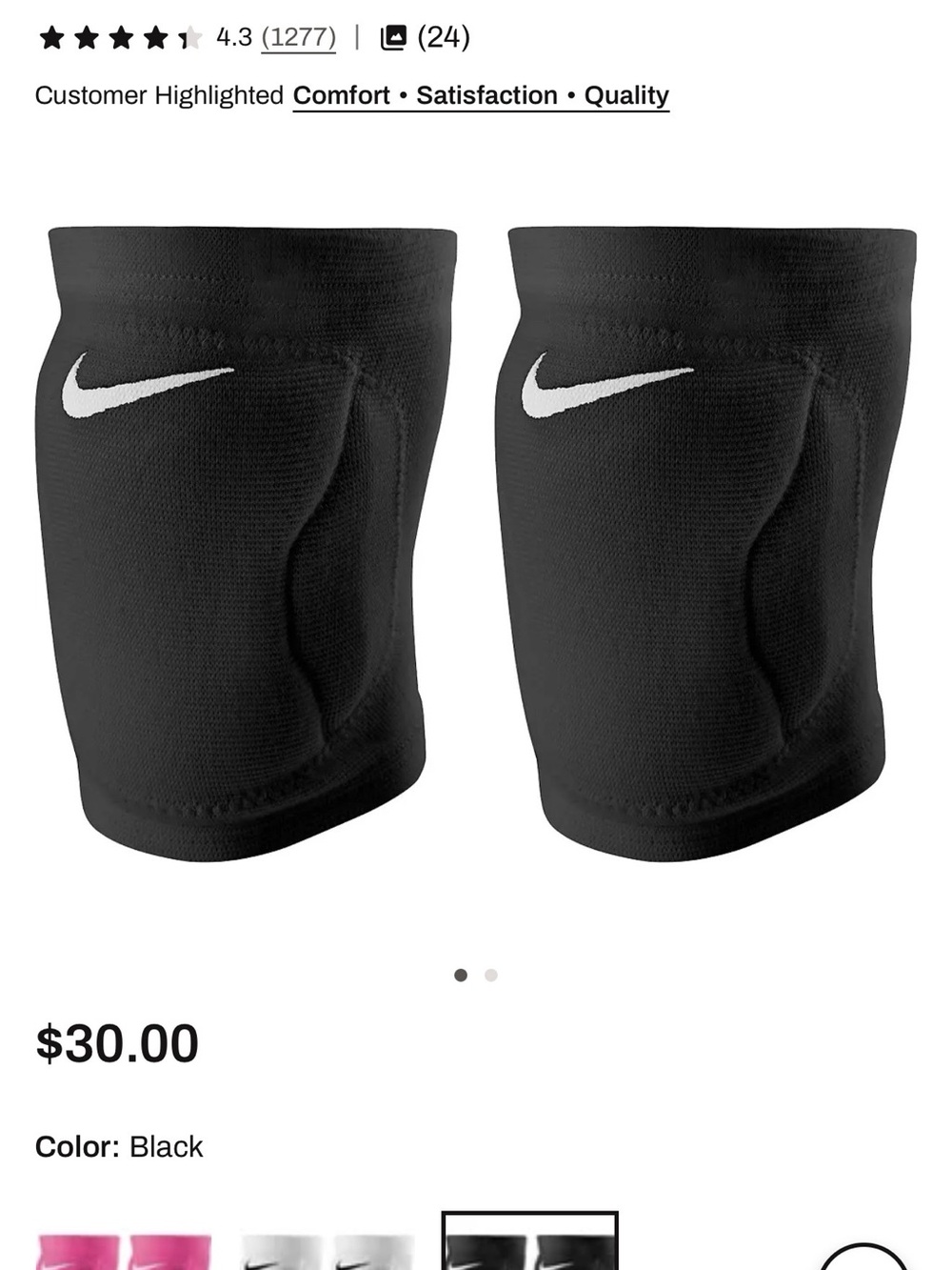 Nike Black Volleyball Knee Pads with White Swoosh